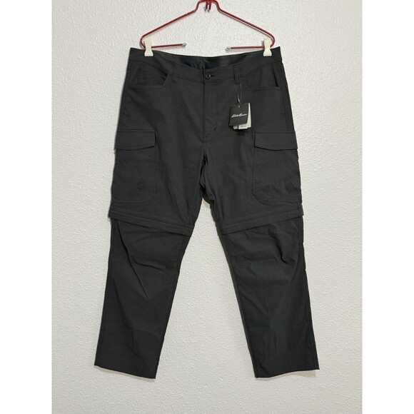 NWT Eddie Bauer MR Rainier Convertible Cargo Pants Gray Men’s Sz 36X30 Hiking - Picture 1 of 14